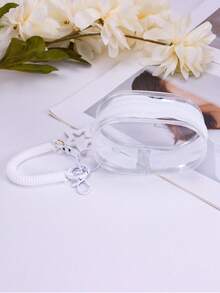 1pc Cute Clear Mini Bag With Spring Key Chain Makeup Bag Key Pocket Lipstick Bag Coin Bag Data Cable Organizer Zipper Pouch For Women Wallet Mini Wallet Purse Wallet Wristlet Wallet Card Wallet