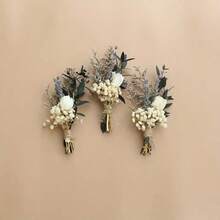 1/2/4/6/10/12/20pcs Mini Dried Flower Bouquet, Suitable For Groomsmen Boutonniere, Wedding Cake Decor, Boho Home Decor, Party Favors, Cake Decorations, Vintage Bouquet, Bohemian Style, Handmade Bouquet, Everlasting Flowers, Mini Bouquet, Small Bouquet, Home Stylist, Event Planner - White - View 6