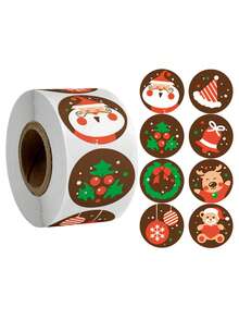 1 Rolle mit 500 Weihnachts-Aufklebern, Weihnachtsdekoration Etiketten-Aufkleber, Umschlag Aufkleber-Etiketten, Siegelaufkleber, Geschenkverpackung Ausschnitt-Aufkleber, Süßigkeitenverpackung Dekorationen, runde Party-Geschenkdekorationen, Frohe Weihnachten, Weihnachtsdekorationen, Weihnachtsfestdekorationen, Weihnachtsdekorationen, Weihnachtsgeschenke.