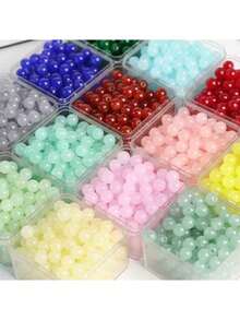 50Pcs 8mm Galaxy Glitter Round Beads Resin Loose Spacer Beads For Jewelry Making DIY Bracelet Earring Necklace Accessories