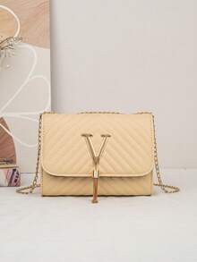 Bolso de mujer 2025 Nueva moda Bolso de hombro con bordado a rayas y decoración de borla en forma de V Bolso cruzado Disponible para dropshipping.