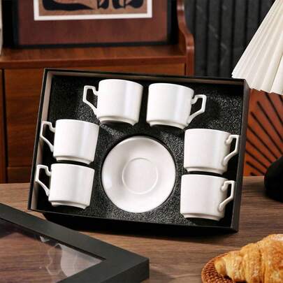 90ml/3.16oz 陶瓷茶杯带碟，适合下午茶、办公室、餐厅、家庭聚会、咖啡杯套装