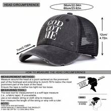 1個女式'GOD GOT ME'字母印花洗水棒球帽，戶外防曬可調節休閒網狀帽，春秋旅行海灘度假 - 彩色 - 查看 3