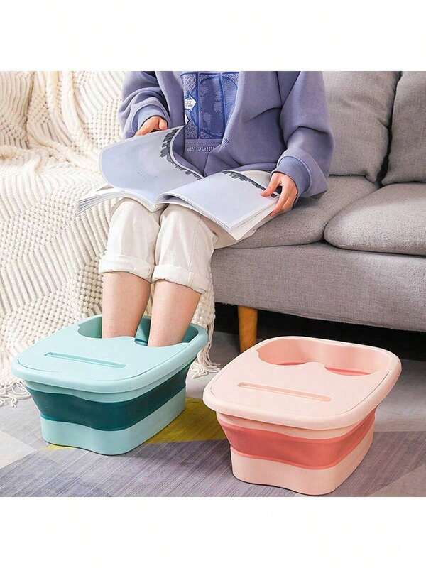 1pc Foldable Foot Spa Basin, Home Folding Foot Bath Tub, Portable Foot Soaking Bucket With Foot Massage Function, Birthday/Holiday Gift (Random Color/Style)
