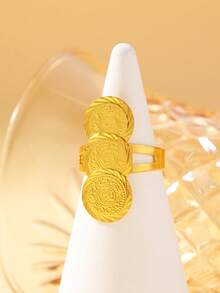 خاتم مطلي بالذهب عيار 18 قيراط بنمط غير متماثل للنساء