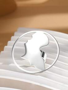 1pc Fashionable Hollow Stainless Steel African Style Ring, Suitable For Women's Daily, Party And Holiday Gifts