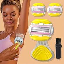 Lâmina Avançada de 6 Lâminas para Mulheres, Cabeça Substituível, Barbeador Portátil para Senhoras, Barbeador Hidratante, Epilador, Epilador Específico para Mulheres, Cabo Antiderrapante, Lâminas Substituíveis, Com Tira Lubrificante Hidratante, Sem Necessidade de Creme de Barbear