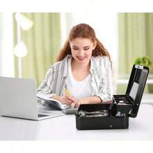 1PC Heavy-Duty Metal Cash Box With Key Lock - Secure Money Storage Box With Removable Coin Tray & 2 Keys - Portable Cash Box For Home, Office, Retail Shop - Double Layer Organizer For Bills, Coins, Valuables (Black) - Multicolor - View 3