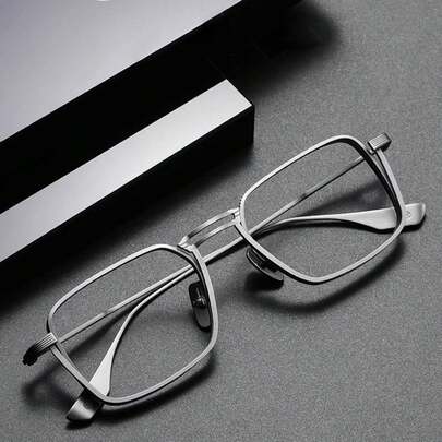 1pc Men's Fashion Eyeglasses, New Lightweight Wide Frame Retro High-End Versatile Glasses