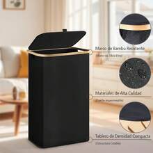 Cesto De Ropa Sucia 110L Plegable Cesta de Lavandería con Tapa y Bolsa Extraíble, Portátil Organizador Canasto Bote de Almacenamiento para Dormitorio y Baño - 110L-Negro - Ver 4
