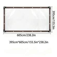 1 Stück schwere, klare Vinyl-Plane - wasserdicht und windundurchlässig mit zusätzlichen Ösen, Seil für den Außenbereich - perfekt für Terrasse, Veranda, Pflanzenbedachung und Camping