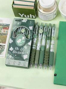 6-Pack, Mobile Rose Gel Pens, Flower Series Soft Grip Black Pens, Black Ink Pressure-Sensitive Pens, Smooth 0.5mm Retractable Black Ink Pens, Cute Back To School Gel Pens, Ballpoint Pens, Writing Stationery Gel Pens, Teen And Adult Home Classroom And Office Writing Pens - Multicolor - View 16