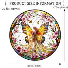8-Inch 2D Flat Sunlit Fairy Hanging Decor - Valentine's Gift, Acrylic Stained Glass Window Ornament, Floral & Butterfly Themed For Bedroom, Porch, Garden | Ideal Gift For Friends And Family - Multicolor - View 8