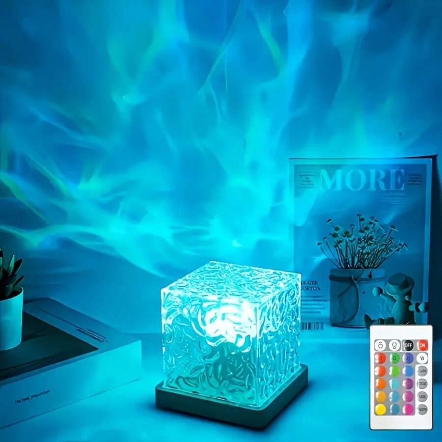 16-Color Wave-Sensing LED Night Light Touch/Remote Control, Dimmable, Auto Rotation USB Powered, Home Decor Ceiling Projection Light Christmas Gift, Party Decoration Perfect For Christmas, Halloween, Thanksgiving, Valentine's Day - ánh sáng màu - Xem 1