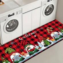 Felpudo con tema navideño, de poliéster, alfombra decorativa para el piso adecuada para la entrada del hogar, sala de estar, dormitorio y cocina