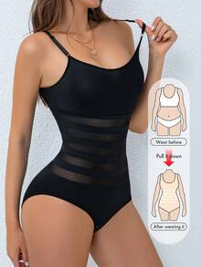 女士紧身塑身连体衣，透气网眼收腰提臀