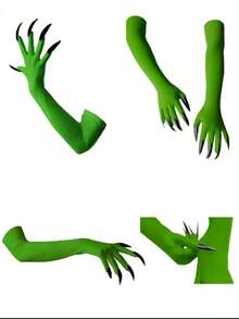 1 pieza/4 piezas Accesorios de disfraz de bruja de Halloween, que incluyen sombrero de bruja, mangas con uñas largas, gafas sin receta, bolsa para los ojos, adecuado para fiestas festivas, cosplay, desfiles