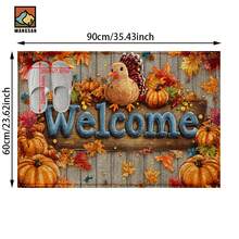1 buc. Covoraș antiderapant cu model de curcan și dovleac de toamnă pentru Ziua Recunoștinței, covoraș antiderapant din fibră super, potrivit pentru decorarea petrecerilor de sărbători, bucătărie, baie, sufragerie, dormitor, poate fi oferit cadou de Ziua Recunoștinței
