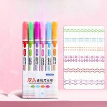 1/3/6pcs Wave Flower Outline Pens, 6 Colors, Student DIY Line Drawing Roller Pens, Creative Quick-Drying Curve Pens, Random Color & Pattern