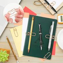 Set de 5 piezas de soporte para bolígrafos de acero inoxidable - Gancho metálico multifuncional con diseño de soporte para bolígrafo, adecuado para diarios, organización de documentos, artículos de oficina y artículos escolares