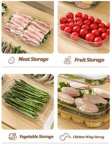 Ensemble de boîtes de conservation d'aliments pour animaux de compagnie scellées, boîte de conservation fraîche transparente à plusieurs couches avec couvercle, boîte à bacon pour animaux de compagnie, organisateur de réfrigérateur, boîte-repas hermétique pour réfrigérateur, boîte de conservation des aliments, boîte d'emballage pour viande/aliments surgelés réutilisable, boîte de portion transparente, boîte de rangement pour fruits et légumes, accessoires de cuisine, articles de première nécessité, fournitures de cuisine, convient aux passionnés de cuisine, boîte de rangement de cuisine