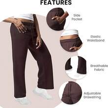 3 Pack Women's Wide Leg Sweatpants Workout And Yoga (Plus Sizes Available) ZQZF - Hitam / Coklat Tua / Krem - View 4