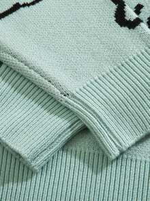 ANDREILEE 男士长袖恐龙图案毛衣 - 薄荷綠 - 查看 6