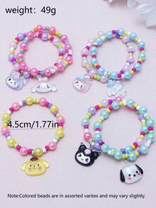 SANRIO 7 件  可爱女孩串饰手链套装，包括 、、、、 吊坠、彩色珠子，适合送给最好的朋友和姐妹 - 彩色 - 查看 3