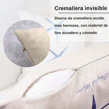 Juego de 4 Cojines Decorativos Sala, Fundas para Cojines de Sala de 45x45cm, Fundas para Cojines con Cierre de Cremallera Oculto, Algodón de Lino, para Cama () - Azul - Ver 9