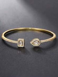 1 Piece Exquisite, Gorgeous, High-End, Versatile Copper Inlaid Cubic Zirconia Women's Bracelet, Women's Valentine's Day Gift Wedding Jewelry, Suitable For High-End Occasions, Daily Wear, For Mothers, Mother's Day Gift ﻿ - 1# - View 4