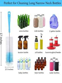 3 Pieces Long-Handled Glass Bottle Brush Set, Kitchen Glass Bottle Cleaning Brush, Milk Bottle And Tea Cup Washer, Electricity-Free Manual Cleaning Tool - Multicolor - View 3
