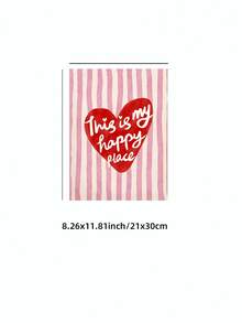 This Is My Happy Place" Print, Vintage Heart Stripes Poster, Preppy Wall Art Poster, Unframed Wall Decor, Apartment Art Print, Wall Decor Art, Dorm Decor, Party Decor And Best Gift Choice Room Decor, Funky Posters, Bedroom Decor, College Dorm Essentials, Wall Prints, AestheBBBBtic Room Decor, Dorm Accessories, Corner Decor, Music Posters - Multicolor - View 13