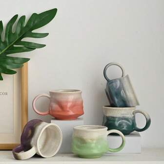 Vintage Asymmetrical Ceramic Coffee Mug, Office Water Cup, Milk Cup, Cola Cup