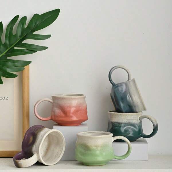 Caneca de Café Cerâmica Assimétrica Vintage, Copo de Água de Escritório, Caneca de Leite, Copo de Refrigerante