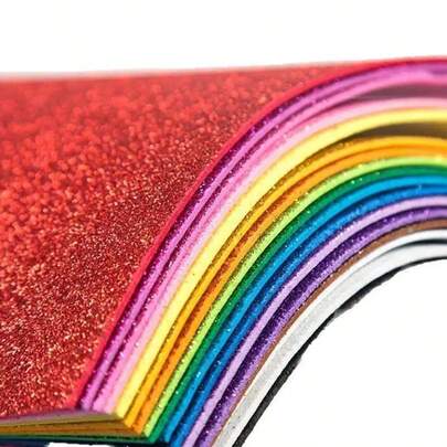 A4 Glitter Foam Sheet Sparkles Self Adhesive Sticky A4 Back Paper 10-Pack