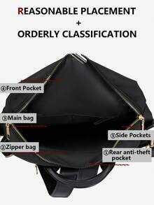 Anti-Theft Leopard Print Tassel Nylon Backpack For Women, Multi-Functional And Stylish Daily Bag, Multi-Pocket Lightweight Travel Bag, Large Capacity Simple School Bag, Convenient Book Bag, Suitable For Students, Nurses, Teachers, Business People, Travel And Vacation, Business Trips, Daily Commuting, Shopping, Office, Dating, Hiking, Training, Work, Birthday Gifts, Holiday Gifts - Multicolor - View 4
