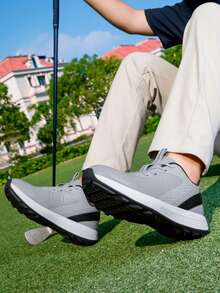 Neue Herren Golfschuhe, bequeme Leder Golf Trainingsschuhe, hochwertige Outdoor Einfarbige Herren Golf Sportschuhe