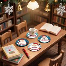 4 buc/6 buc/300 buc Crăciun Fericit Moș Crăciun cu fulgi de zăpadă cu model de noroi cu diatomee, suporturi pentru cafea, decorațiuni multi-ocazie pentru casă și restaurant, cadouri zilnice, decorațiuni de masă, decorațiuni zilnice, decorațiuni pentru petreceri tematice - Multicolor - Vizualizare 7