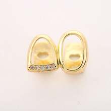 1pc Hollow Gold-Tone Side Tooth Decor, Double Hollow Heart Shaped Teeth Decoration, Punk Style, Suitable For Daily Wear, Music Festivals, Parties, Holidays, Couples Gift, Tooth Gems, Tooth Jewelry, Tooth Gem Set, Women Grillz - Multicolor - View 21