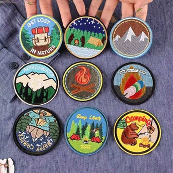 9 Stücke Wald bestickte Aufnäher, cartoon runde Stickerei Aufnäher, hitzeversiegelte Applikation dekorative Accessoires für Jacken, Quilts, Röcke, Outdoor Dekoration