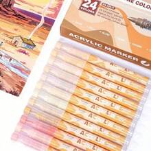 Guangna 12/24 Colors 1 Set Skin-Tone Macaron Color Series 72 Colors Soft-Tip Direct Liquid Acrylic Marker Pens, Student Art Painting DIY Graffiti Soft-Tip Colorful Pen Set, Foldable Color Paper Painting Anime Hand-Drawn Brush - Acrylic Marker - View 9