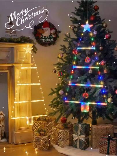 1 pièce Échelle d'escalade de sapin de Noël, éclairage LED de sapin de Noël alimenté par batterie, décoration suspendue, convient pour la décoration hivernale, la décoration de sapin de Noël, les ornements muraux de chambre à coucher et de salon, la décoration de fenêtre de cheminée de Noël, la décoration extérieure de porte, de clôture, de jardin, l'ambiance de fête de Noël, un beau cadeau de Noël. Décoration de Noël XMAS Décor Cadeau de sapin de Noël Décoration de maison Décoration d'automne Décoration d'anniversaire Fournitures de fête Intérieur Extérieur Jardin Fête des festivals Décoration d'Halloween Décoration murale Ornements d'Halloween