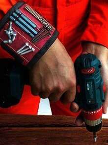 1PC Magnetic Bracelet With Strong Magnet To Hold Screws, Nails, Drill Bits, Small Tools, Etc. - Unique Gift For Men And Women. - Black - View 4