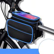 1PC Bicycle Rack Bag, Waterproof Top Tube Bag, Mobile Phone Pocket With Touch Screen, Bicycle Accessory Bag, Suitable For Road And Mountain Bikes