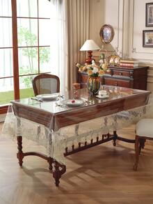 1件防水奢华欧式刺绣蕾丝边桌布 - PVC蕾丝混纺长方形桌布，防油，适合节日派对和庆典，简约浪漫的桌面装饰，适用于客厅、厨房、卧室和酒店。 - 金色 - 查看 8