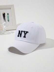 Women Street Style Fashionable Embroidered NY Plain Baseball Cap, Spring/Summer Breathable And Daily Outfits - NY - View 2