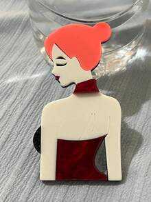 1 件复古风格简约时尚眼镜佩戴女孩格纹衬衫胸针，复古独特西装或围巾装饰配件连衣裙配饰衣服包饰学校办公室配饰衬衫夹克珠宝圣诞节万圣节衣服别针有趣可爱教师礼物