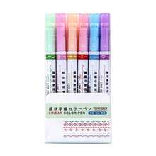 1/3/6pcs Wave Flower Outline Pens, 6 Colors, Student DIY Line Drawing Roller Pens, Creative Quick-Drying Curve Pens, Random Color & Pattern