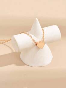 1pc Fashion Stainless Steel Heart Pendant Necklace For Women For Daily Decoration Valentines - Vàng - Xem 4