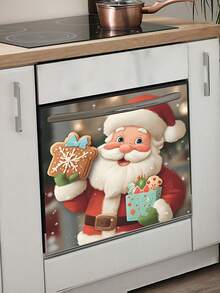 1 pezzo Adesivo decorativo di Babbo Natale per forno/frigorifero/porta - Autoadesivo, impermeabile e senza residui, adatto per cucina, armadi, finestre - Disegno regalo rosso, verde e bianco - Decorazione natalizia per la casa, adesivi rimovibili, tema natalizio, decorazione cucina
